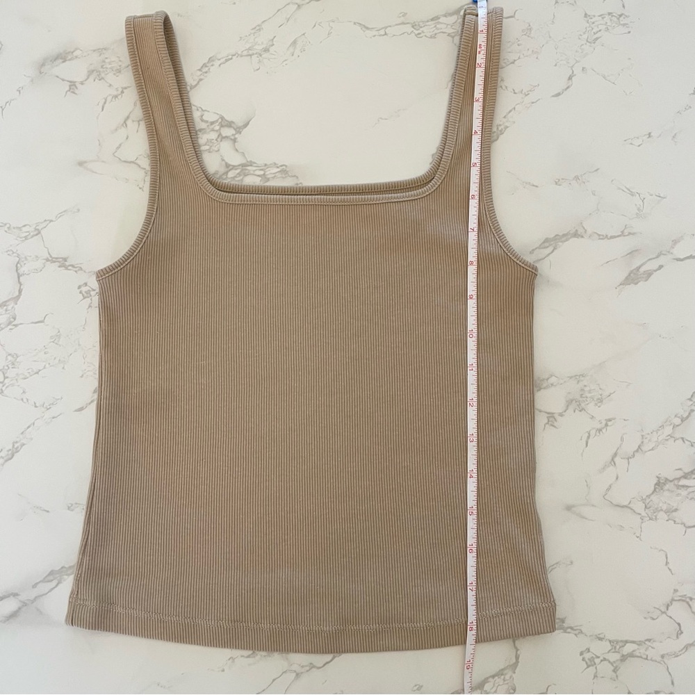 Old Navy Tan Cropped Ribbed Casual Tank Top | Small - Picture 6 of 7